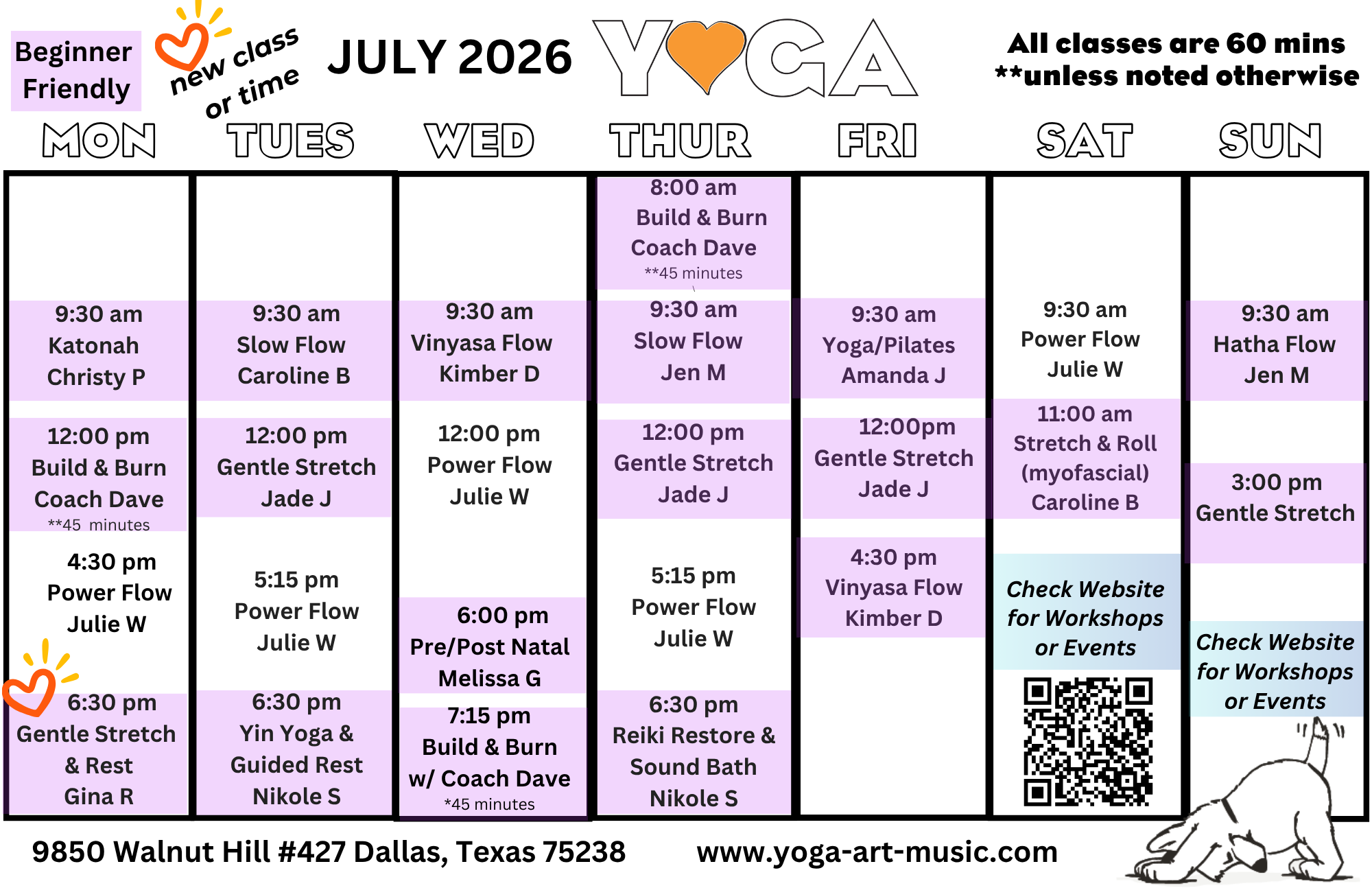 July 2026 schedule
